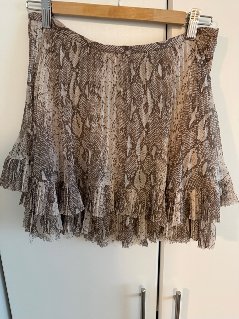 Banana Republic Neutral Snake-Print Ruffle Mini Skirt